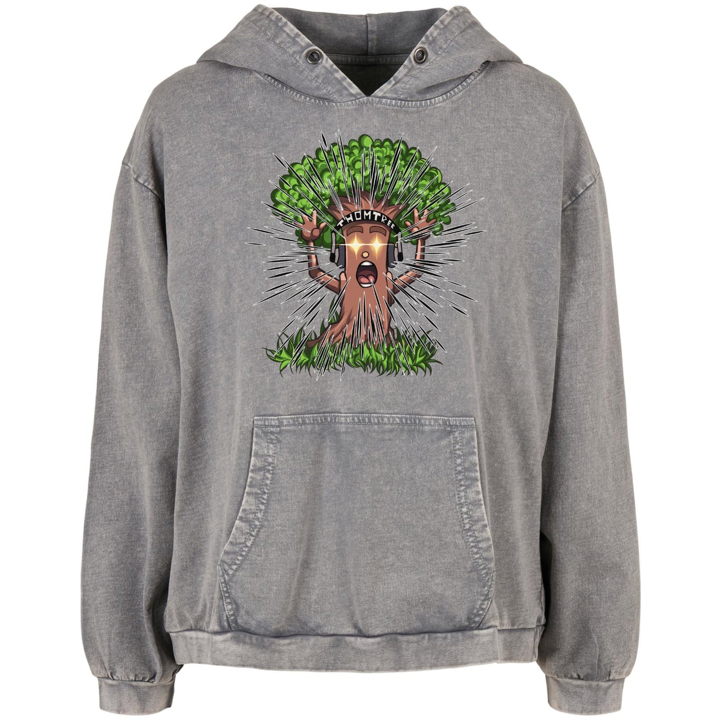 Ladies Acid Washed Oversize Hoodie - Hype Baum