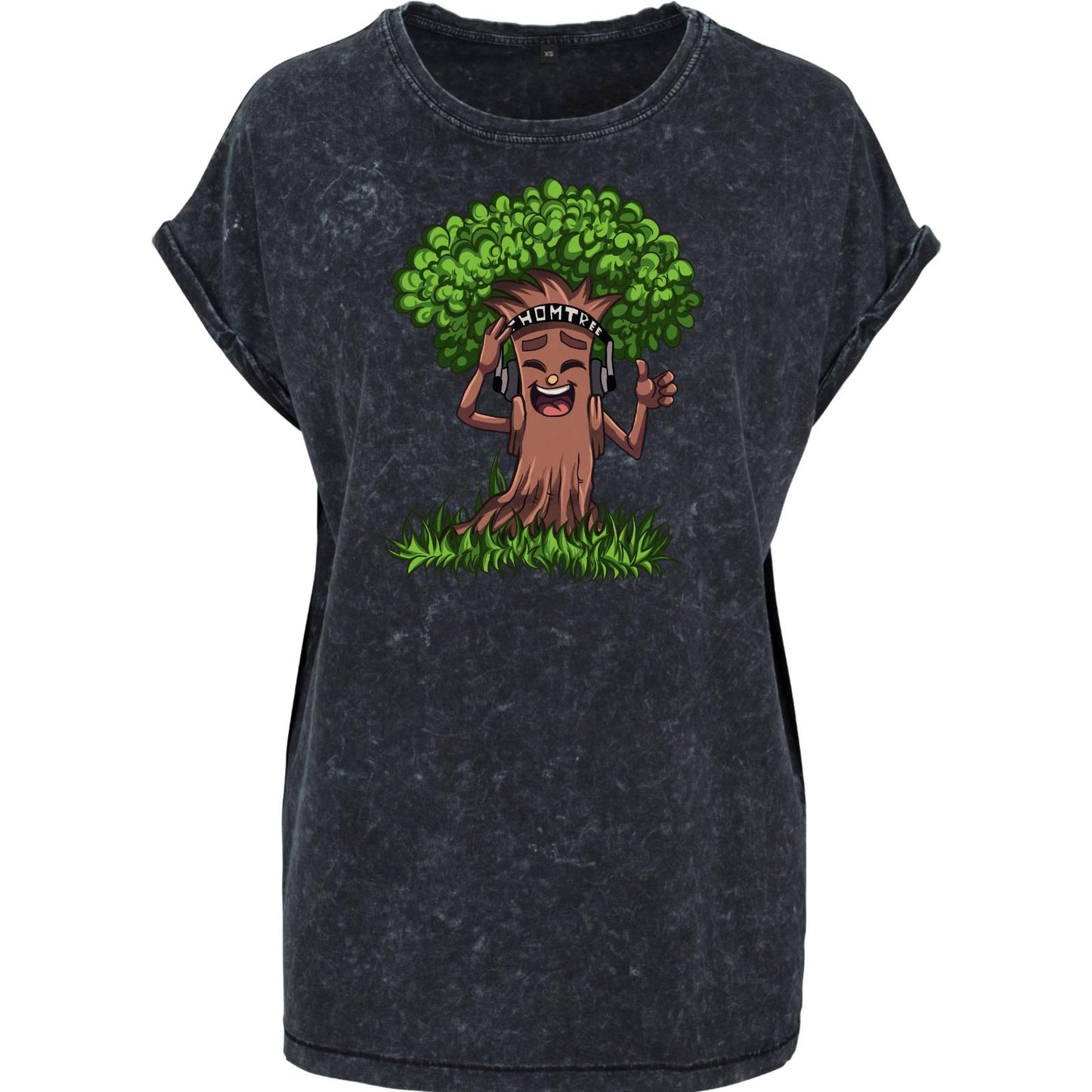 Ladies Acid Washed Extended Shoulder Tee - Baum Like