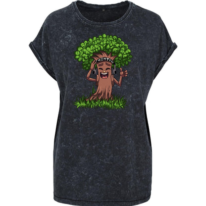 Ladies Acid Washed Extended Shoulder Tee - Baum Like