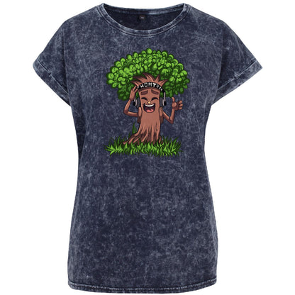 Ladies Acid Washed Extended Shoulder Tee - Baum Like