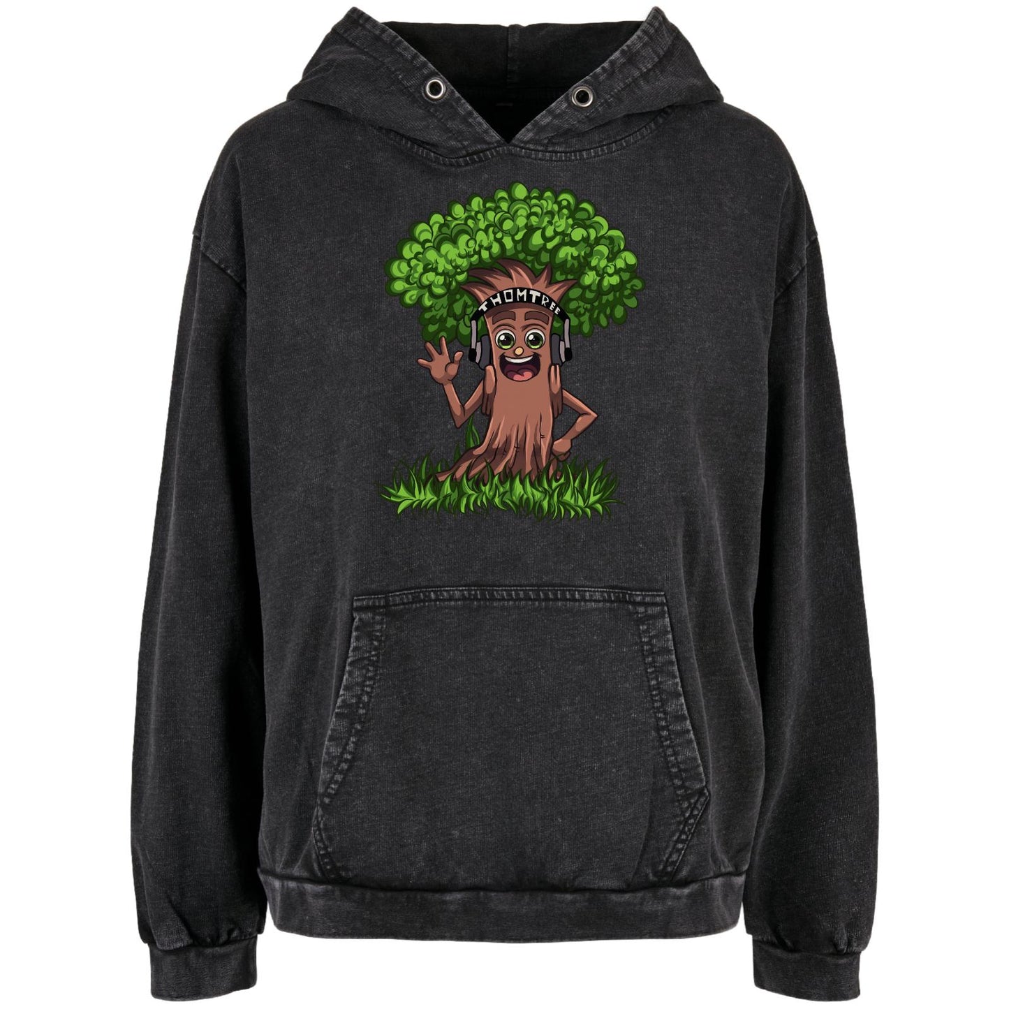 Ladies Acid Washed Oversize Hoodie - Hi Baum