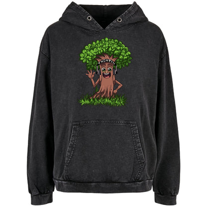 Ladies Acid Washed Oversize Hoodie - Hi Baum