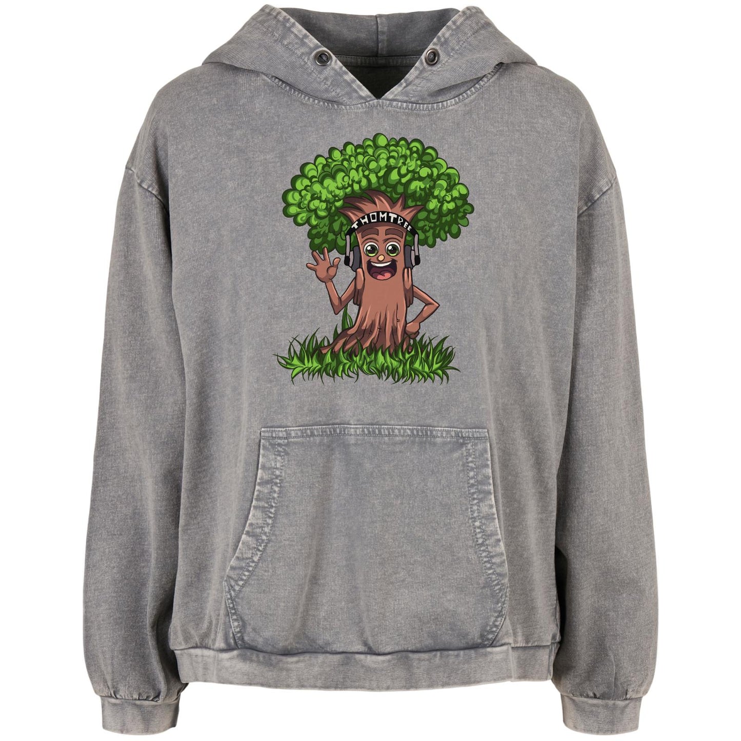 Ladies Acid Washed Oversize Hoodie - Hi Baum