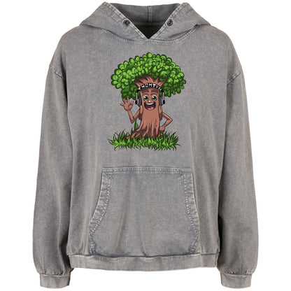 Ladies Acid Washed Oversize Hoodie - Hi Baum