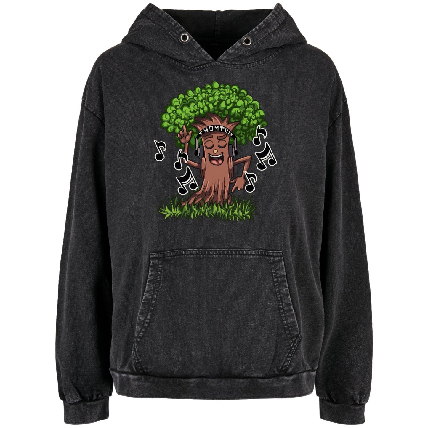 Ladies Acid Washed Oversize Hoodie - Dance Baum