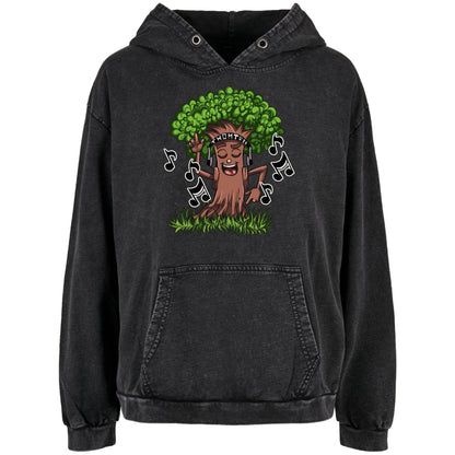 Ladies Acid Washed Oversize Hoodie - Dance Baum