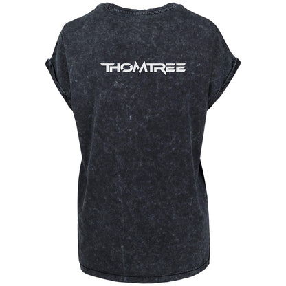 Ladies Acid Washed Extended Shoulder Tee - DJ Baum & ThomTree