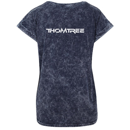 Ladies Acid Washed Extended Shoulder Tee - DJ Baum & ThomTree